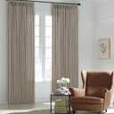 Tan Brown Extra Long Burlap Semi Sheer Curtains 120 Inches Long for Living Room Bedroom Farmhouse Country Pinch Pleat Flax Linen Window Drapes with Back Tab Ceiling Track System Taupe Burlywood