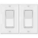 BESTTEN 2 Pack 4-Way Decorator Wall Light Switch with Wallplate, 15A 120/277V, On/Off Paddle Rocker Interrupter, Self-Grounding, UL Listed, White