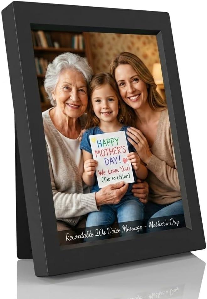 KWANWA 5x7 Recordable Picture Frame 20-Second Voice Recording, Personalized Talking Photo Frame, Holds 5x7 Photos, Vertical or Horizontal Display, Tabletop & Wall Mount, Sentimental Keepsake for Mom, Dad, Grandparents, Long Distance, Memorial, Birthday, Christmas