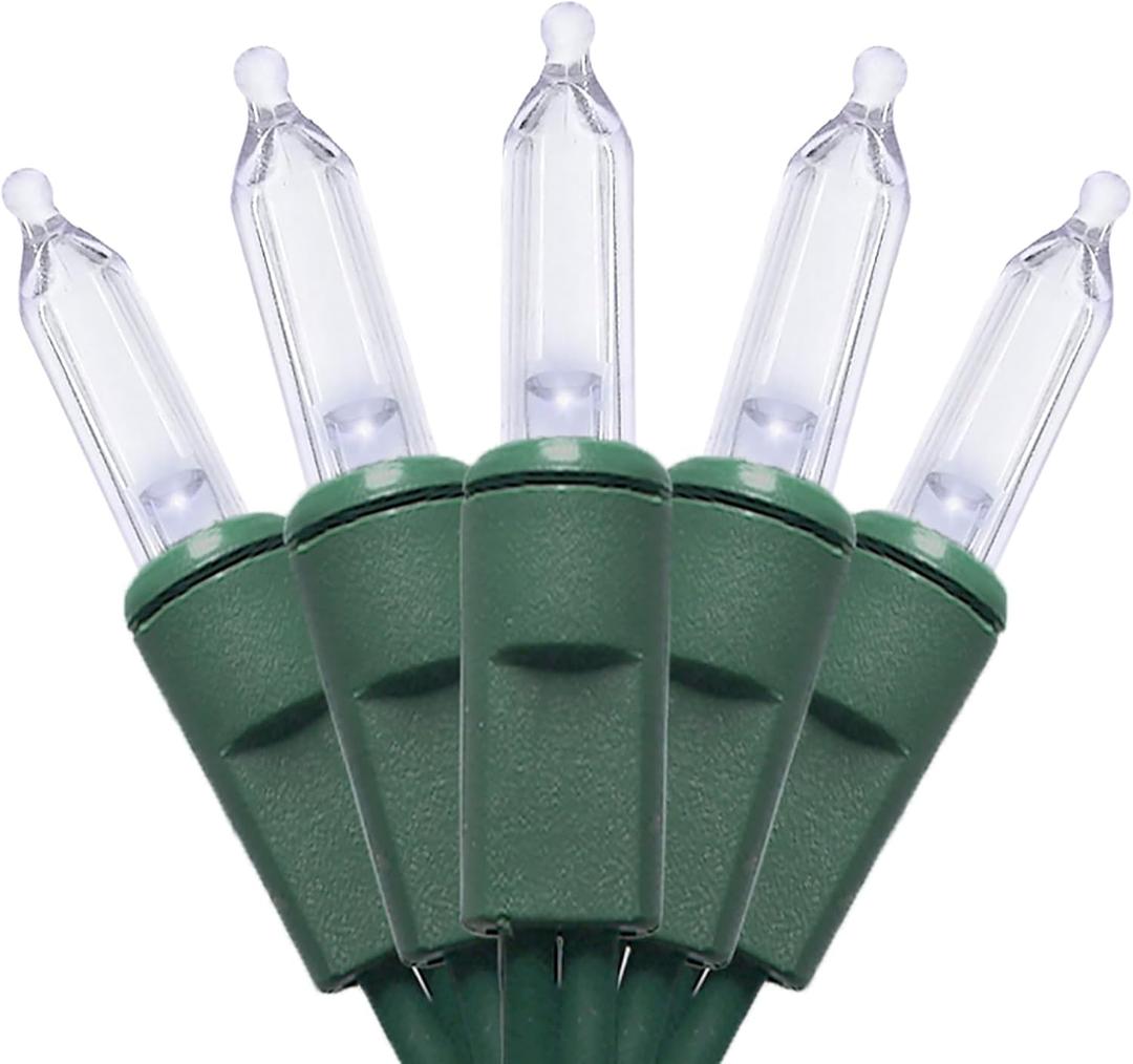 MULTI-SPARKING White LED Christmas Lights - 35 Count Cool White Christmas String Lights for Small Tree, Crafts, Holiday, Indoor/Outdoor Decorations, 11 Feet Green Wire, UL Certified, Connectable