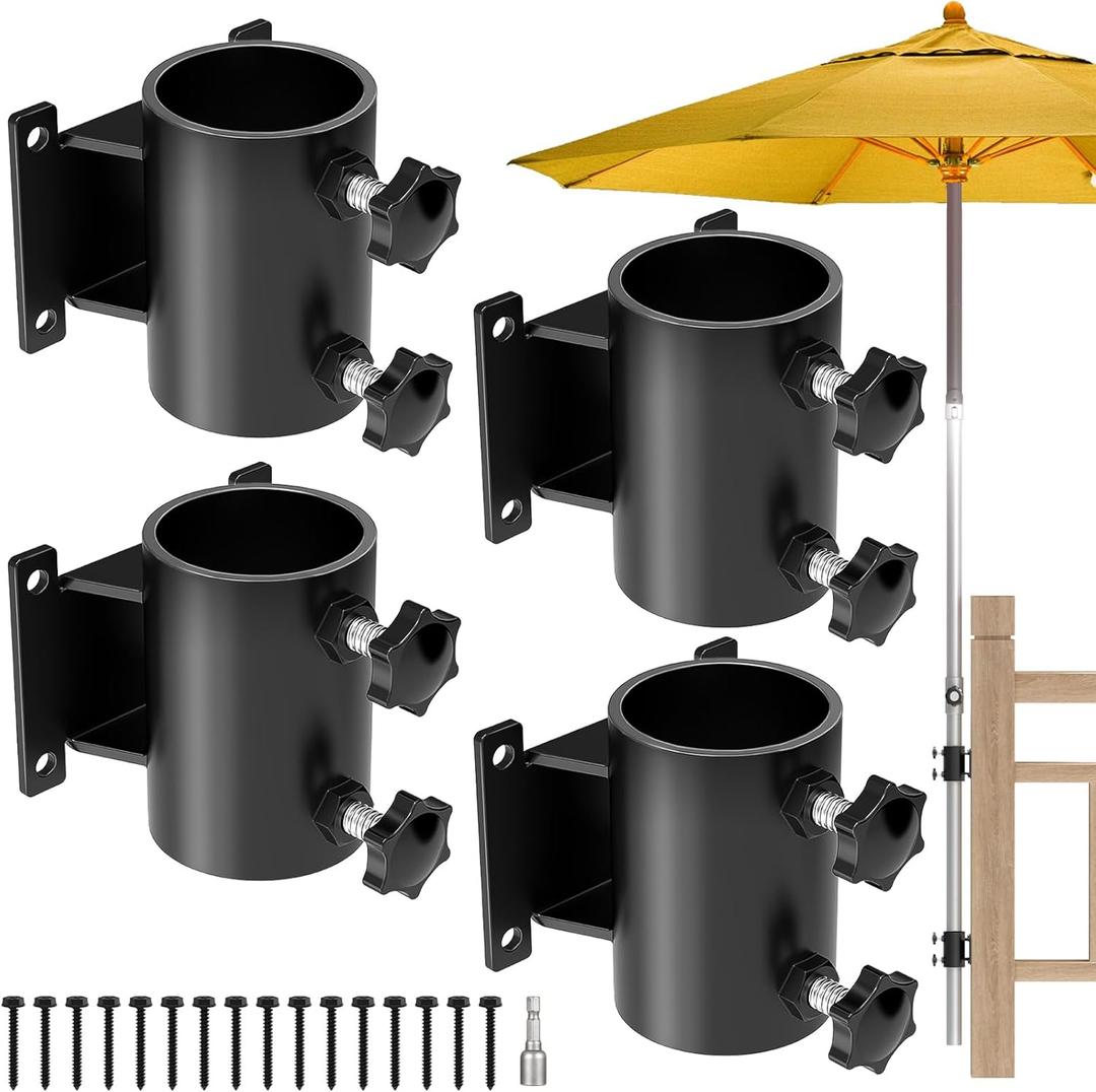 Deck Umbrella Mount Stainless Steel Patio Umbrella Holder, Umbrella Clamp Mount for Deck Railing Heavy Duty Outdoor Umbrella Clamp (4 Pcs)