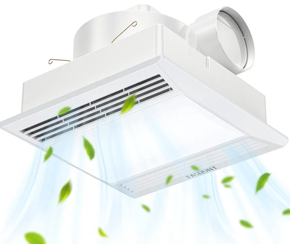 FASDUNT Bathroom Exhaust Fan with Light - Ultra Quiet 1.0 Sones, 110 CFM Bathroom Ceiling Vent Fan with LED Light Combo, Fits for Home Bath Office Hotel, Easy Installation