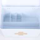 Lassos Boutique 13" Retro Enameled First Aid Box, Medicine Storage with Lid, Tray, Dividers, White/Tan
