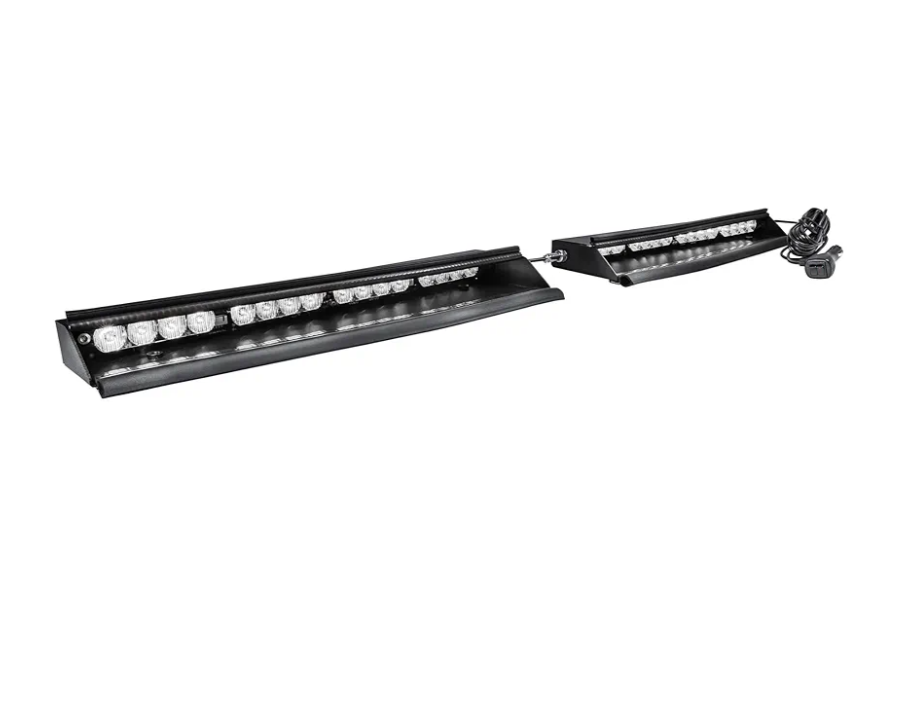 LAMPHUS SolarBlast 32W WHITE LED Flashing Strobe Warning Visor Light Bar [48 Flash Modes] [Plug-N-Play] Clear Emergency Interior Visor Light Bar for Truck Vehicles Volunteer Firefighters