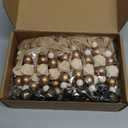 24 Pcs Wooden Beads Christmas Tree Ornaments, Boho & Farmhouse with Bell and Bowknot Christmas Tree Decor Rustic Bohemian Wood Ornaments for Xmas Home Fireplace Decorations