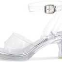 NBUUNBU Clear Strappy Heels For Women Transparent Ankle Strap Platform High Heeled Sandals Sexy Stiletto Comfortable Crystal Dress Shoes Adjustable Buckle Open Toe Pump Mules Size 41
