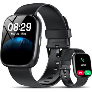 Smart Watch with Alexa Built-in, 1.83" HD Fitness Tracker for Men Women, Bluetooth Calls/Notifications, IP68 Waterproof, 120+ Sports Modes, 24/7 Heart Rate and Sleep Tracking for IOS Android (Black)