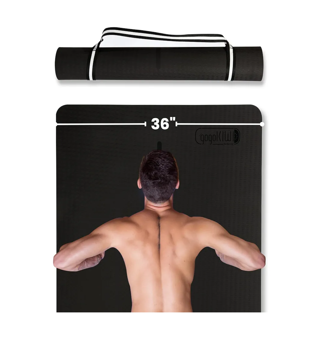 Extra Wide Yoga Mat for Men Women (72"L x 36"W) Non Slip Fitness & Exercise Mat with Alignment Marks for Yoga, Pilates, Floor Workouts Black with White Dots, Size: Standard (1/4 inch Thick)