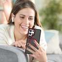 AIGOMARA Magnetic for Samsung Galaxy S25 Ultra Case with Invisible Camera Stand, [Compatible with Magsafe] [Military-Grade Protection] Slim Anti Scratch Protective Case Women Girls 6.9", Black/Red