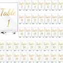 Tuanse 40 Pack Gold Acrylic Wedding Table Numbers 1-40 Clear Stand with Calligraphy Holders - 4 x 6 Inch Acrylic Table Signs for Wedding Reception Centerpieces