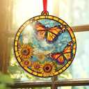 FLAGWIX Butterfly Christmas Ornament 2025 - Suncatcher Ornaments Christmas Tree Decorations - Garden Sunflower Gifts for Women Friends Family, Butterfly Decor, Sunflower Decorations, Stocking Stuffers