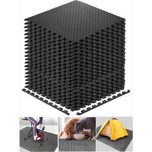 Walsai Exercise Mats Puzzle Foam Mats Gym Flooring Mat Cover 20 SQ.FT Interlocking Foam Mats with EVA Foam Floor Tiles for Home Gym Equipment Workouts Black