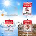 T&R Large No Trespassing Sign Private Property Sign with 54" Stake for Outside - 2 Pack - 14"x10" .040 Rust Free Aluminum, Reflective, Waterproof, Weatherproof and Fade Resistant, 6 pre-drilled holes,Includes Matching Screws & Wrench, Easy to Mount