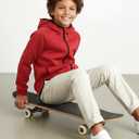 PATPAT Boys Zip Up Black Hoodie Jacket, Size 6-12, Lightweight Fall Winter Jacket Sweatshirts, School Uniform For Boys (6-7 Years, Red)