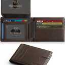 RUNBOX Wallet for Men Slim Rfid Leather 2 ID Window With Gift Box (Classic Coffee-15 slots)
