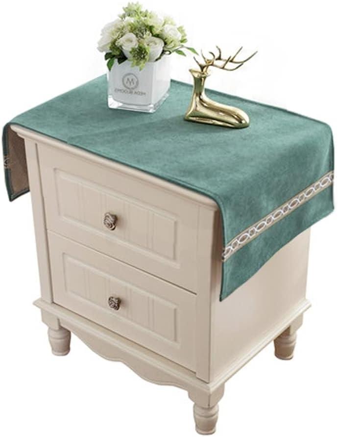 Utobanh Bedside Table Dustcover - Bedside Tabletop for Home Decoration - Bedside Tablecloth for Furniture Dcor - Rectangle15.735.4 Inch (Green)
