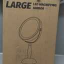 Makeup Mirror with Light, 30x Magnifying Mirror with 3 Lights Colors, 5000mAh Vanity Mirror Brushed Nickel - 360 Rotation, Brightness Adjustable Magnification, Modern Style Side Touch + Side Charge