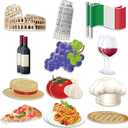 Epakh 24 Pcs Italian Cutout Decorations Italy International Global Party Supplies Set Italian Paper Cutout Bulletin Board Decor Red White Green Cardboard for Italy Party Decorations(Food)