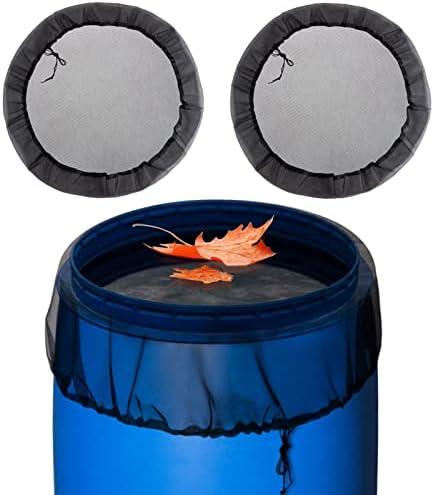 Mesh Cover for Rain Barrels - 2pcs 39in Rain Barrel Netting with Drawstring, Water Collection Buckets Tank Protector Screen for Preventing Fallen Leaves in Outdoor Garden Eaves