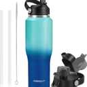 Insulated Water Bottle 40oz with Straw/ Spout Lids, Stainless Steel Water Bottles Keep Cold 24h&Hot 12h, Metal Water Bottle with Straw that Fits in Cup Holder, Water Bottle Leak-proof, BPA Free
