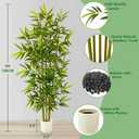 Warmplants Artificial Bamboo Tree, 6ft Tall Fake Bamboo Plant with White Planter, Faux Trees with 5 Trunks and Lifelike Leaves for Indoor Outdoor Home Office Decor