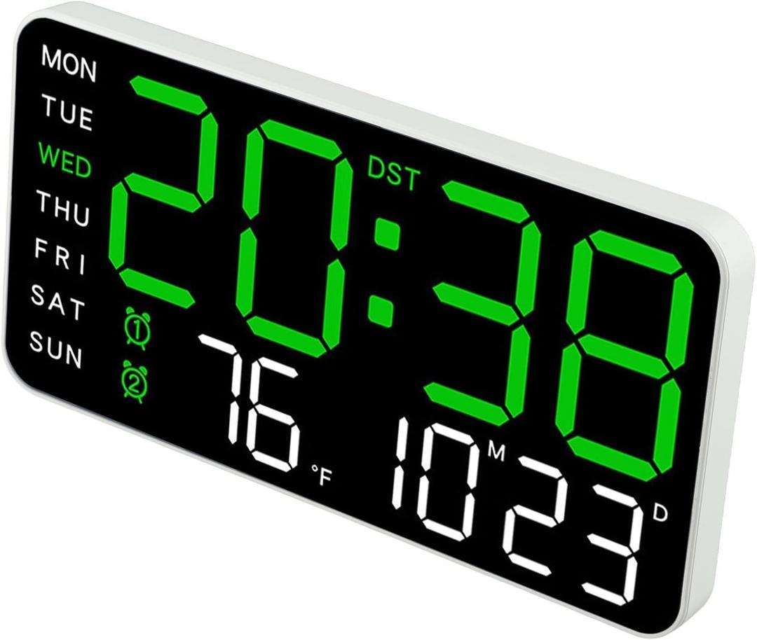 Large Display USB Digital Alarm Clock, Clock with Temperature Display, Voice Control, for Bedroom Living Room Or Office Environment(A)