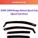 KPY Rain Guards Fit for 2000-2004 Dodge Dakota Quad Cab, in-Channel Window Visors Vent Wind Deflectors 4PC, Truck Accessories for 00-04 Dakota (Crew Cab Only)