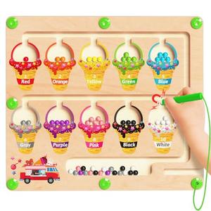 Magnetic Color and Number Maze, Montessori Toys for 2 3 4 Year Old, Wooden Color Matching Puzzle Board, Preschool Learning Activities Educational Toys for Ages 2-4 for Girls Boys Birthday Gifts