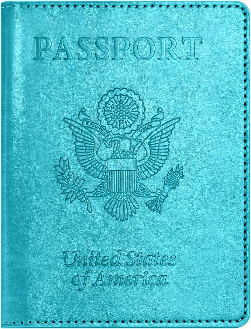 Passport and Vaccine Card Holder Combo with Vaccine Card Slot, Passport Wallet, Passport Cover/ Case for Women and Men(AK-turquoise)
