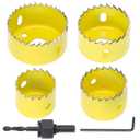 6PCS Premium Hole Saw Kit, Hole Saw Set with Mandrels, Hex Key - 1-1/4"to 2-1/8" (32-54mm) for Wood, PVC, Drywall, Plastic - Professional Hole Cutter Set (Yellow)