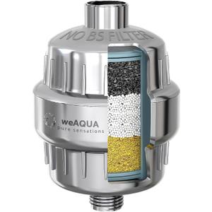WeAQUA Heavy Duty NO BS Shower Filter  99% Removal for Hard Water, Chlorine, Fluoride, Heavy Metals, Micro-life, Organics and More WeAQUA Heavy Duty NO BS Shower Filter  99% Removal for Hard Water, Chlorine, Fluoride, Heavy Metals, Micro-life, Organics and More