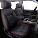 Coverado Chevy Silverado Seat Covers Full Set, Faux Leather Car Seat Covers Fit for 2014-2018 1500, 2015-2019 2500HD 3500HD Chevy Silverado GMC Sierra Crew Double Extended Cab (Red)