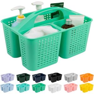Tiawudi Portable Shower Caddy, Caddy Organizer with Handle, Plastic Shower Basket Hold Soap, Shampoo, Hair Supplies and Beauty Products, Cleaning Supplies Organizer for Home, Dorm, Shelf and Cabinet (Pistachio)
