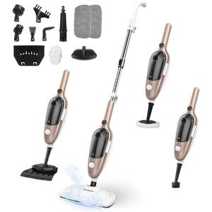 Steam Mop - All-in-one Powerful Handheld Steam Cleaner Detachable Floor Steamer with 11 Accessories, MultiPurpose Steamer for Hardwood Floors, Clothes,Windows,Tiles,Carpet, Whole Home Use, Rose Gold