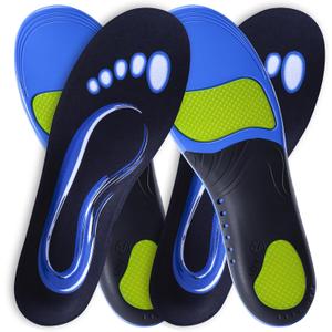 Plantar Fasciitis Insoles for Men's Work Boots - 2 Pairs High Arch Support Orthotic Insoles for Standing All Day Comfort (M(Men 9-10.5/Women 10-11.5))