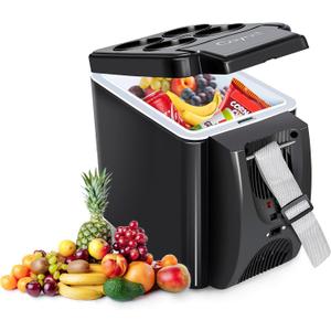 CAYNEL 12V 6 Quart Personal Thermoelectric, 6 Liter Capacity, Portable Electric Cooler Warmer with 12V DC, Small Fridge for Car, RV, and Camping Use