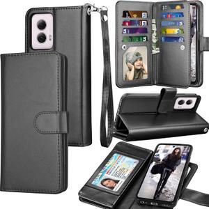 Tekcoo Wallet Case for Motorola Moto G Power 5G | 2024 Only | XT2415, PU Leather ID Cash Credit Card Slots Holder Carrying Pouch Folio Flip Cover [Detachable Magnetic Hard Cases] Lanyard - Black