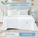 Seersucker Cooling Comforter King Size, Q-Max 0.45 Reversible Cooling Blanket for Hot Sleepers, Breathable Lightweight Silk Smooth Summer Bedding, Quilted Ice Blanket, White