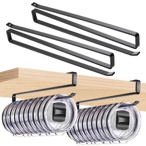 4Pack Tumbler Lid Organizer for Corner Cabinets, Space-Saving Cup Holder, Water Bottle Storage, Kitchen Organization, No Drilling up to 48 Lids(Black, 4pack)