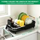 Dish Drying Rack for Kitchen Counter, Expandable Dish Drainer with Drainboard Set and Removable Utensil Holder, Space-Saving Countertop Organizer