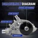 Water Pump with Thermostat Gasket AW6009 Compatible for Chevy Silverado Tahoe Suburban Avalanche GMC Sierra Yukon Cadillac Escalade 4.8L 5.3L 6.0L 6.2L [V8] Engine Only (With Thermostat)
