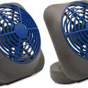 Treva 5 Inch Battery Powered Fan Portable Desk Fan 2 Cooling Speeds with Compact Folding & Tilt Design Cubicle Accessories Small Portable 2 Pack (Dark Blue)