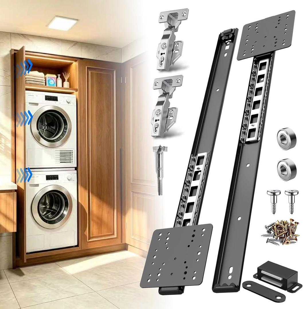Pocket Door Slides, Soft Close Pocket Door Hardware, Magnetic Catch, 2 Pack | Quiet Smooth Track, Frameless Cabinets, 20 Inch, 39 Lbs Support, Space-saving System, Fit Inset Door