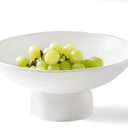 Onniyor 10 Inch Ceramic Fruit Bowl with Stand for Kitchen Counter, Large Serving Bowl for Dining Table, Modern Decorative Bowl for Home Decor & Gift, Elegant Versatile Vegetables Holder Storage, White
