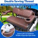 NOKINS Golf Cart Seat Covers for EZGO TXT 1994-2013/EZGO RXV, Vinyl Front&Rear Seat Cover with Flip-Up Armrests kit, with Cup Holder, for 1" Square Tube (Brown&Brown 8438)