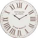 22 inch Wall Clock - Decorative Round Metal Clock for Living Room Decor, Battery Operated Silent Nonticking Quartz Analog Clock with Roman Numberals, Antiquite de Paris Face, French Style