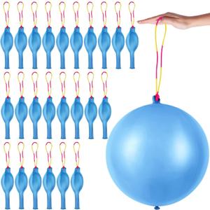 24 Pcs Blue Punch Balloons Bounce with Rubber Band Handle Punching Balloon Heavy Duty for Birthday party favors, Kids (Blue)
