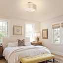13.4" Rattan Flush Mount Ceiling Light Fixtures,3-Light Boho Nursery Light Fixtures Ceiling Mount for Bedroom,Mini Rattan Chandelier,White Small Chandelier Lighting for Dining Room Hallway