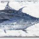 Yihui Arts Canvas Wall Art Hand Painted Abstract Tuna Fish Painting Modern Artwork Coastal Pictures in Blue and White Color for Bedroom Decoration