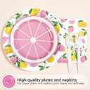 96 Pcs Lemon Party Decorations Pink and Yellow Lemon Plates and Napkins Disposable Summer Fruit Theme Tableware Set for Wedding Birthday Baby Shower Bridal Shower Party Supplies Serves 24